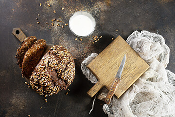 Image showing bread and milk