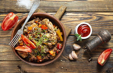 Image showing fried meat with rice