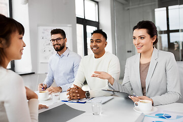 Image showing recruiters having job interview with employee