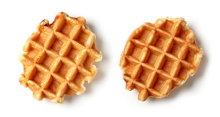 Image showing two freshly baked belgian waffles