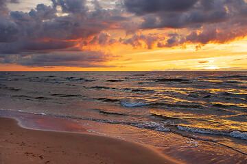 Image showing Sunset over the sea