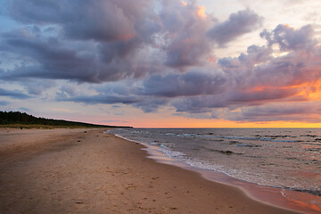 Image showing Sunset over the sea