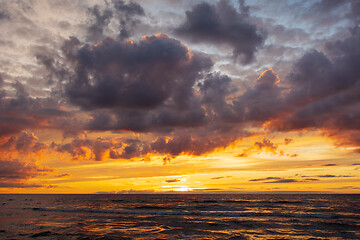 Image showing Sunset over the sea