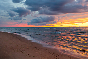 Image showing Sunset over the sea