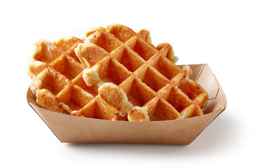 Image showing belgian waffles in paper take away box