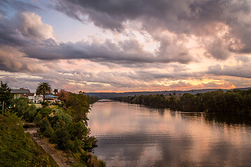 Image showing Cloudy skies over Nepean River Penrith