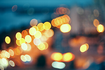 Image showing Night city street lights bokeh background