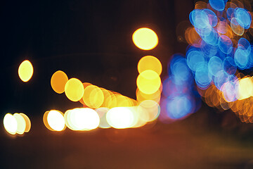 Image showing Night city street lights bokeh background