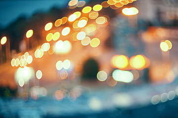 Image showing Night city street lights bokeh background