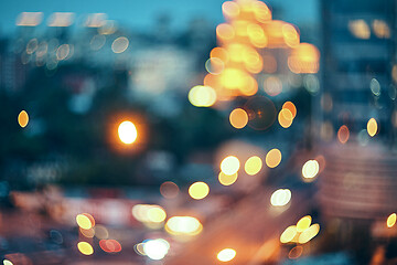 Image showing Night city street lights bokeh background