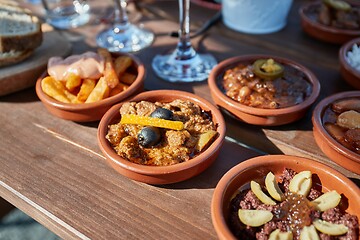 Image showing Tapas served in many small plates