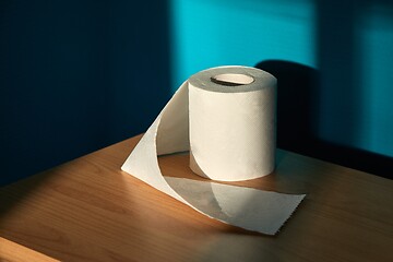 Image showing Toilet paper on shelf un sunlight