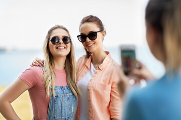 Image showing teenage girls or best friends being photographed