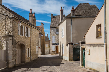 Image showing MEURSAULT, BURGUNDY, FRANCE- JULY 9, 2020: The street with ancient buildings in the Meursault