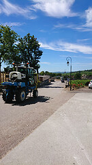 Image showing MEURSAULT, BURGUNDY, FRANCE- JULY 9, 2020: Mechanical grape harvester in the Meursault streets, south west of France, Bordeaux