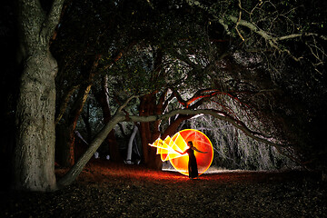 Image showing Colorful Long Exposure Image of a Woman