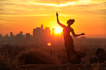 Image showing Woman Posing at Sunset in Los Angeles California