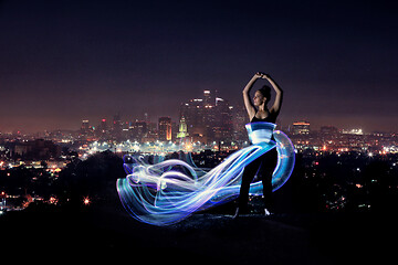 Image showing Colorful Long Exposure Image of a Woman