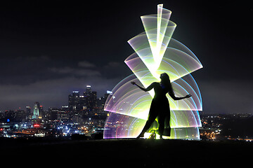 Image showing Colorful Long Exposure Image of a Woman