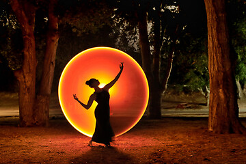 Image showing Colorful Long Exposure Image of a Woman