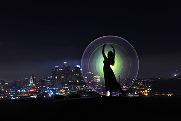 Image showing Colorful Long Exposure Image of a Woman