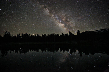 Image showing Beautiful Milky Way Reflection on Lake in Eastern Sierra Mountai