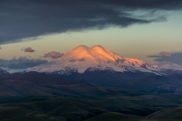 Image showing Elbrus at sunrise in Caucasus mountains