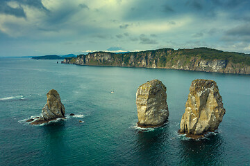 Image showing Three brother rocks in Avacha bay