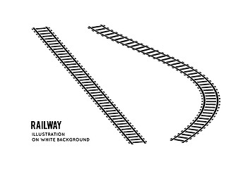 Image showing Railroad set top view. Vector illustration on white