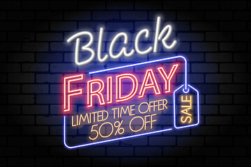 Image showing Black Friday Sale Neon Signboard