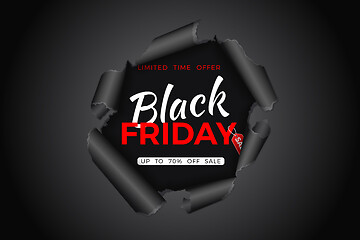 Image showing Black Friday Sale Banner with Torn Paper