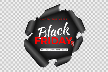Image showing Black Friday Sale Banner with Torn Paper