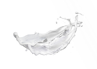 Image showing Wavy flying abstract milk splash against white background.