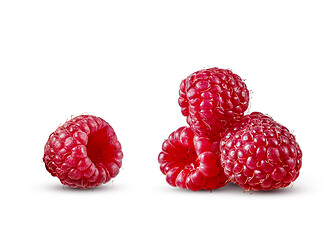 Image showing Fresh ripe natural organic raspberry isolated on a white background.