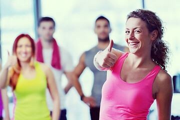 Image showing Group of people exercising at the gym