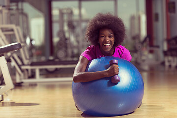 Image showing woman  relaxing after pilates workout