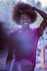 Image showing portrait of young afro american woman in gym