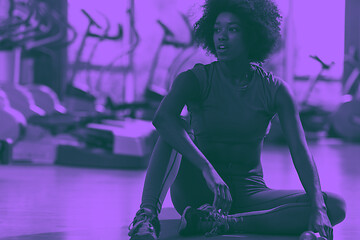 Image showing african american woman exercise yoga in gym