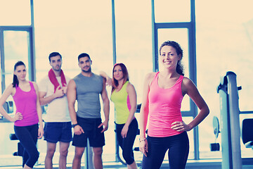 Image showing Group of people exercising at the gym