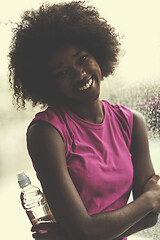 Image showing portrait of young afro american woman in gym