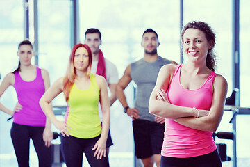 Image showing Group of people exercising at the gym