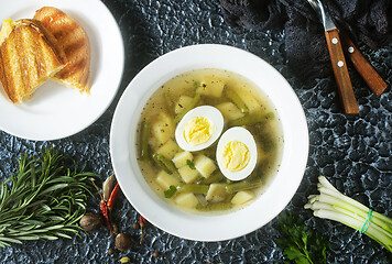 Image showing soup with vegetables and egg