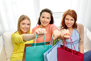 Image showing teenage girls with shopping bags at home