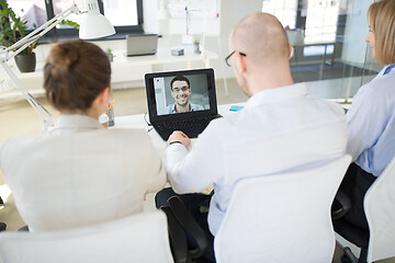 Image showing business team having video conference at office