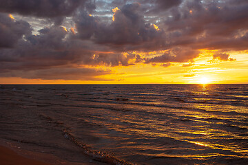 Image showing Sunset over the sea