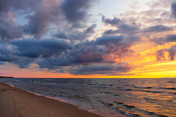 Image showing Sunset over the sea