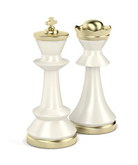 Image showing White king and queen chess pieces