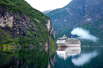 Image showing Cruise Liners On Geiranger fjord, Norway