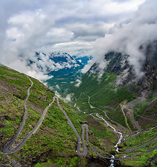 Image showing Troll\'s Path Trollstigen or Trollstigveien winding mountain road