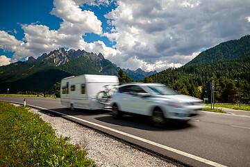 Image showing Family vacation travel, holiday trip in motorhome RV, caravan ca